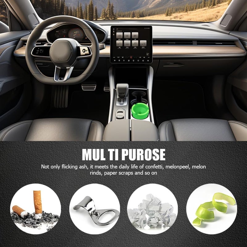 Lyxheth Glow in The Dark Ashtray, Car Ashtray, Cigarette Self-Extinguishing Car Cup Holder Ashtrays with Lid, Universal Portable Mini Vehicle Cigarette Trash Can Auto Accessories for Cars (Green) - Image 5